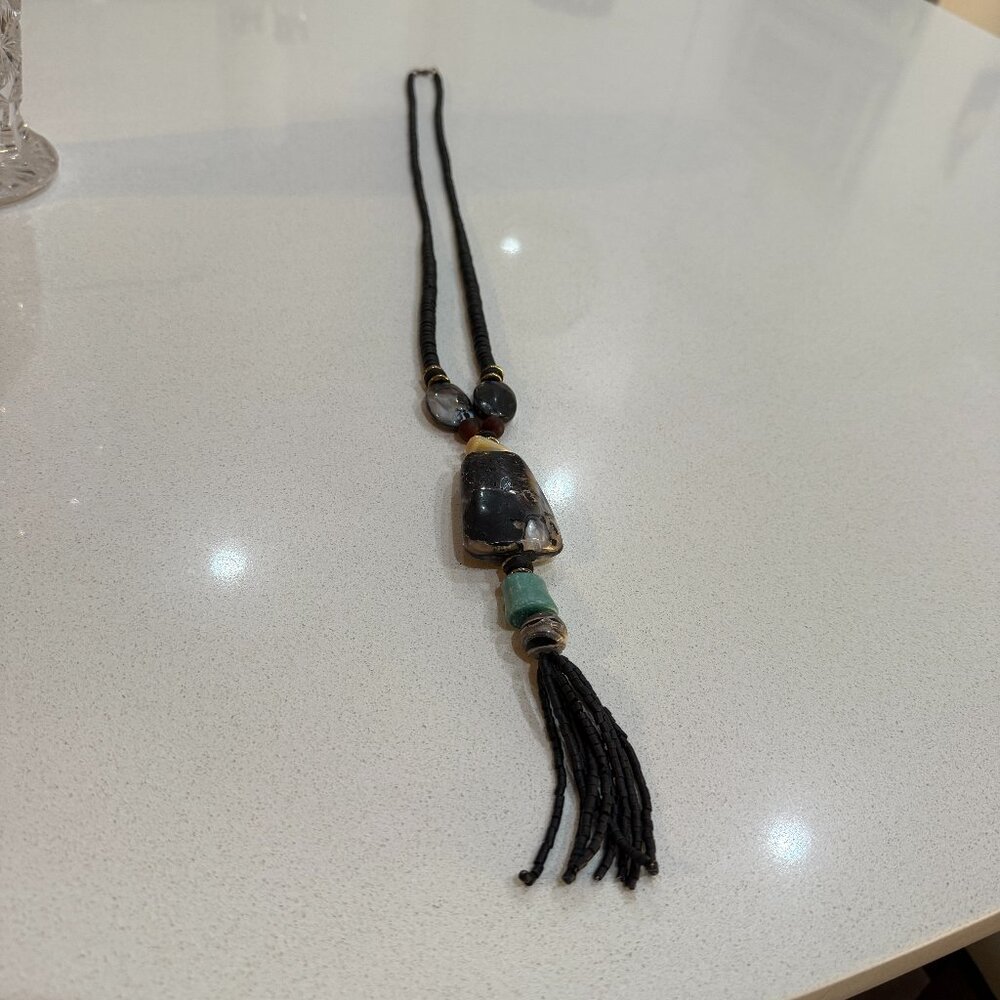 Vintage Tribal Beaded and Stone Necklace - Picture 9 of 13
